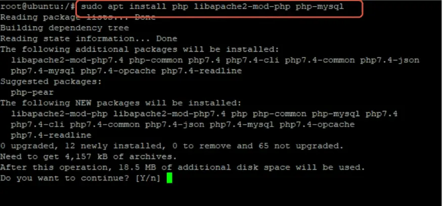 Install the PHP and phpmyadmin: